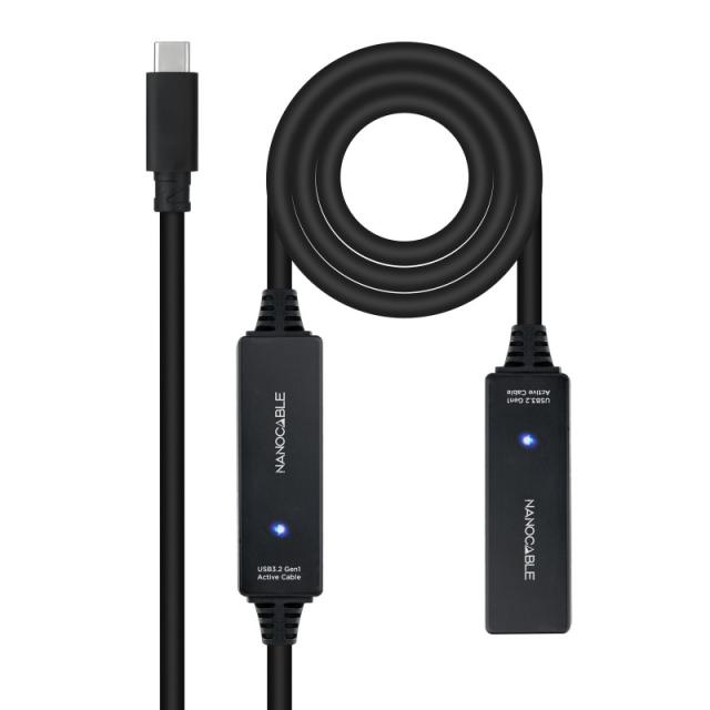Nanocable - 10.01.1312 cable USB USB 3.2 Gen 1 (3.1 Gen 1) 10 m USB C Negro