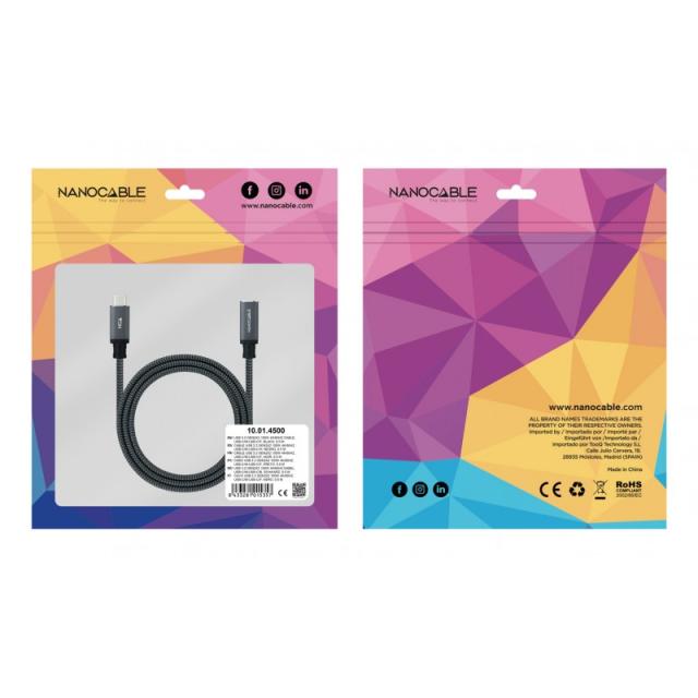 Nanocable - 10.01.4501-COMB cable USB USB 3.2 Gen 2x2 1 m USB C Negro