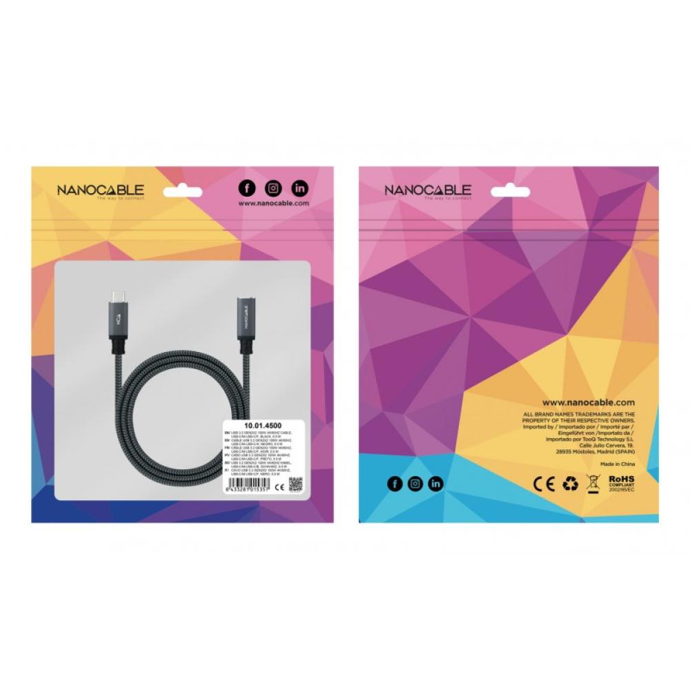 Nanocable - 10.01.4501-L150-COMB cable USB USB 3.2 Gen 2x2 1,5 m USB C Negro