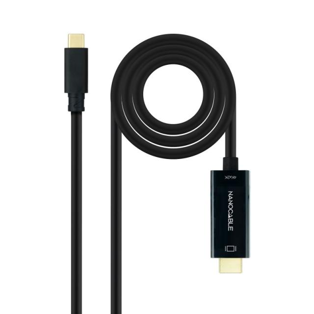 Nanocable - Cable Conversor USB-C a HDMI 1.4 4K@30Hz, Color Negro, 5 m