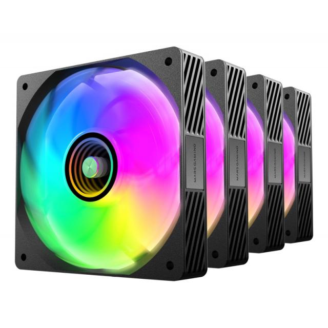 Mars Gaming - MFSI4KIT sistema de refrigeración para ordenador Carcasa del ordenador Ventilador 12 cm Negro