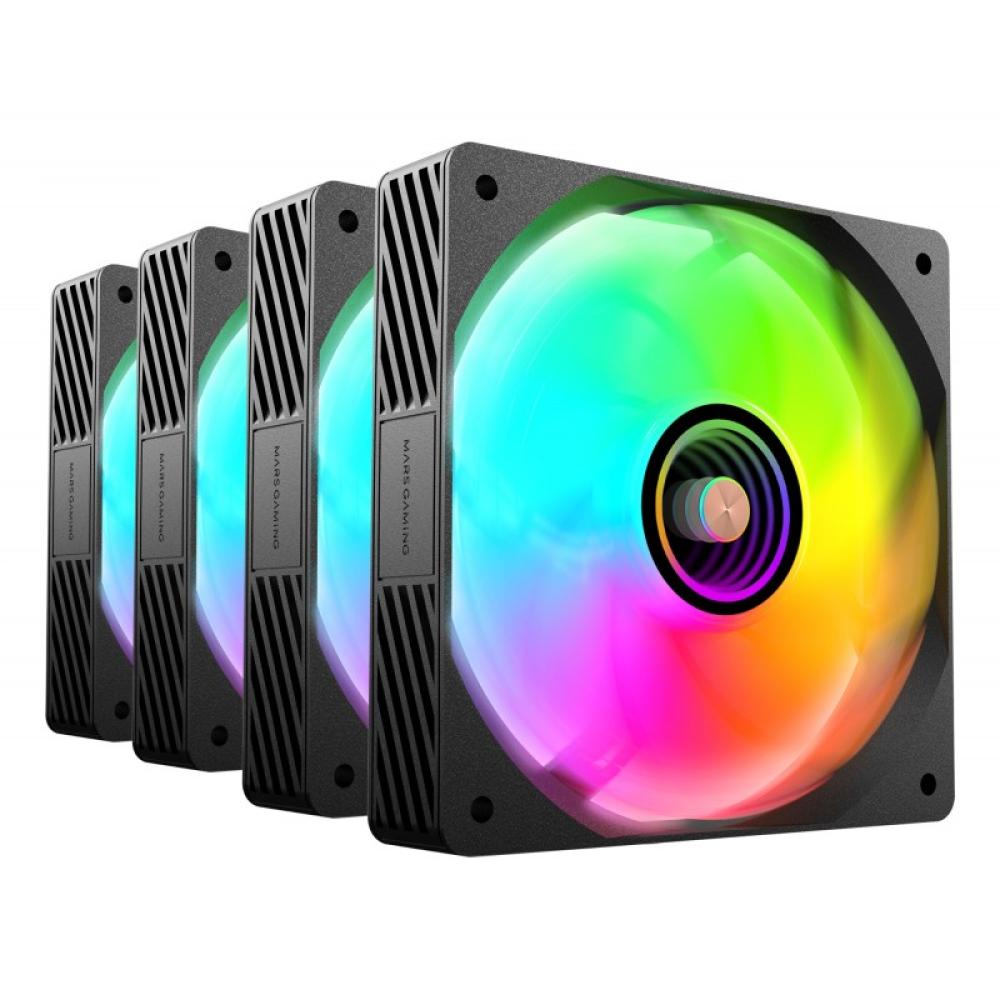 Mars Gaming - MFSI4KIT sistema de refrigeración para ordenador Carcasa del ordenador Ventilador 12 cm Negro