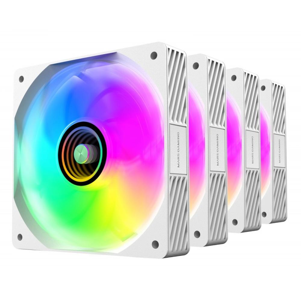Mars Gaming - MFSI4KITW sistema de refrigeración para ordenador Carcasa del ordenador Ventilador 12 cm Blanco