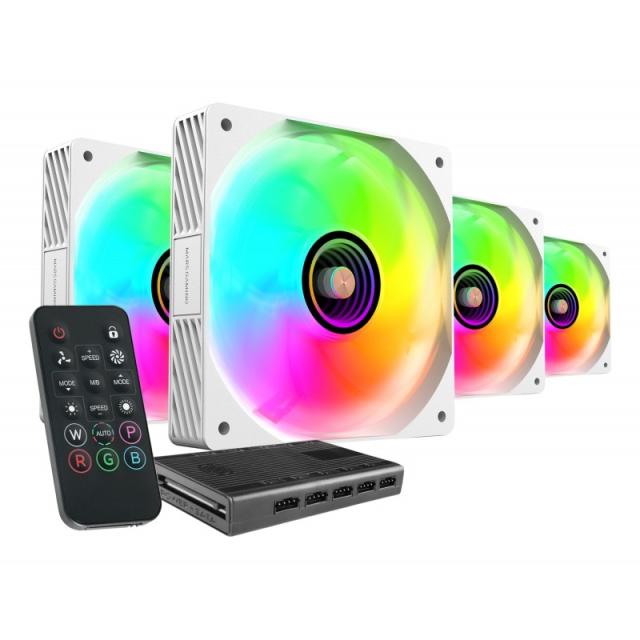 Mars Gaming - MFSI4KITW sistema de refrigeración para ordenador Carcasa del ordenador Ventilador 12 cm Blanco