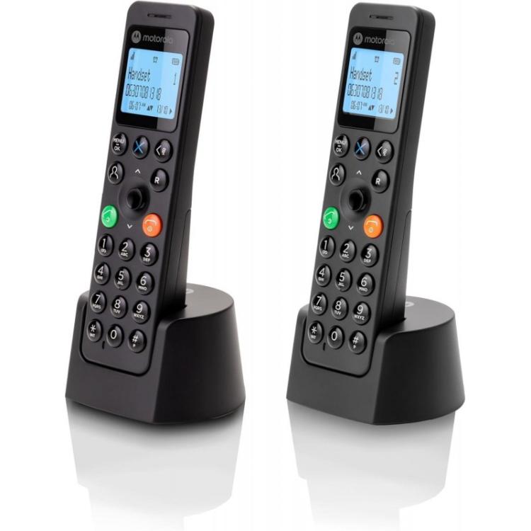 Motorola - DOT202 Twin Teléfono DECT Identificador de llamadas Negro