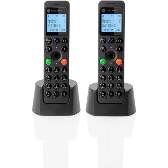 Motorola - DOT202 Twin Teléfono DECT Identificador de llamadas Negro