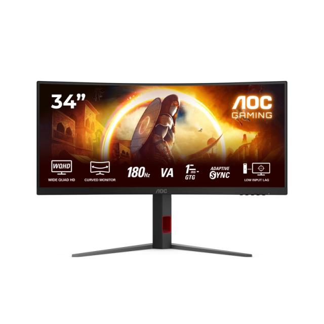 AOC - G4 CU34G4 pantalla para PC 86,4 cm (34") 3440 x 1440 Pixeles Wide Quad HD LED Negro, Rojo