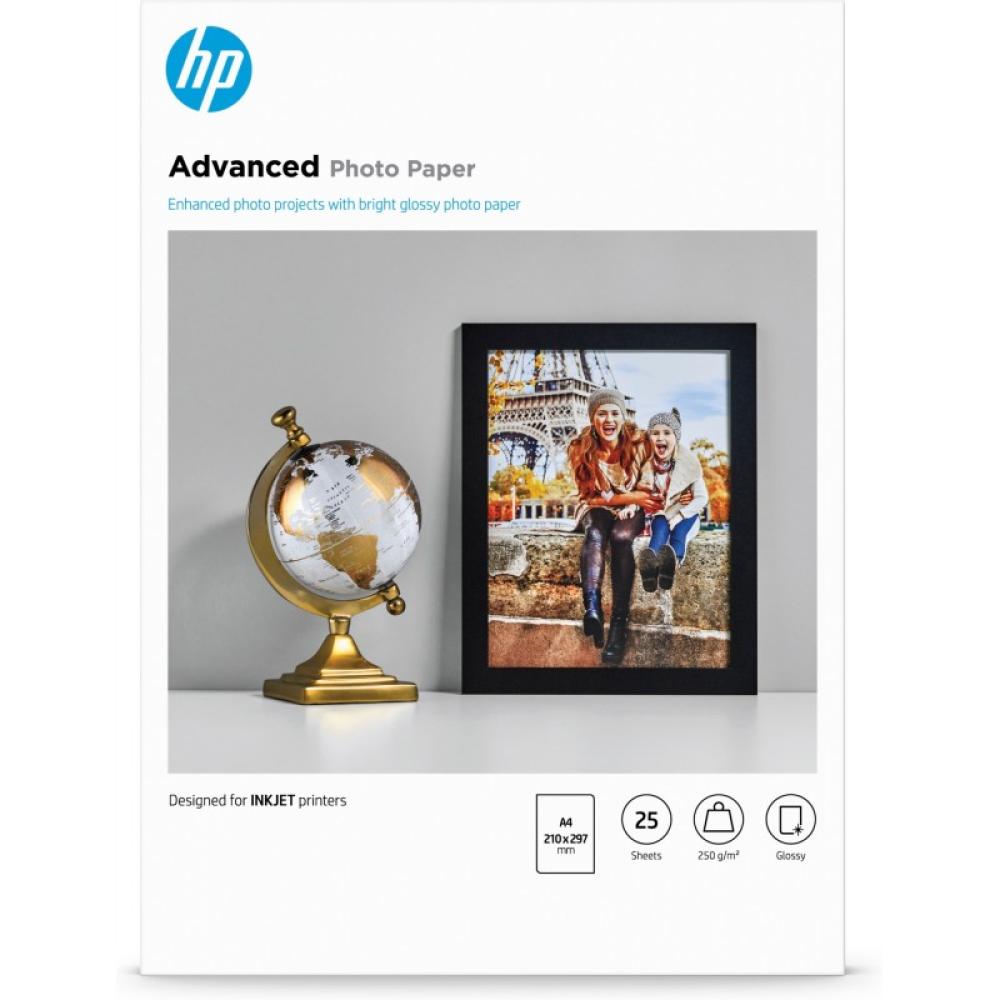 HP - Papel fotográfico Advances, brillante, 250 g/m2, A4 (210 x 297 mm), 25 hojas