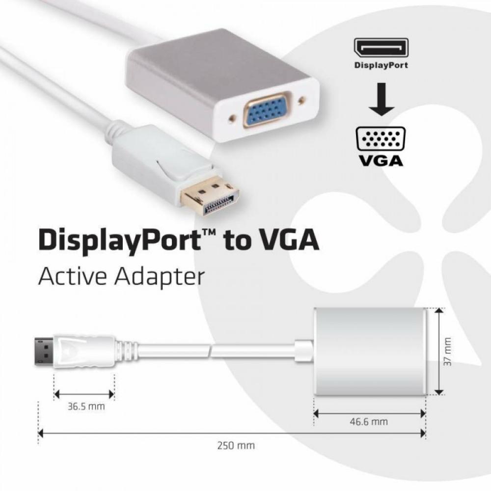 CLUB3D - Displayport a VGA Adaptador Activo