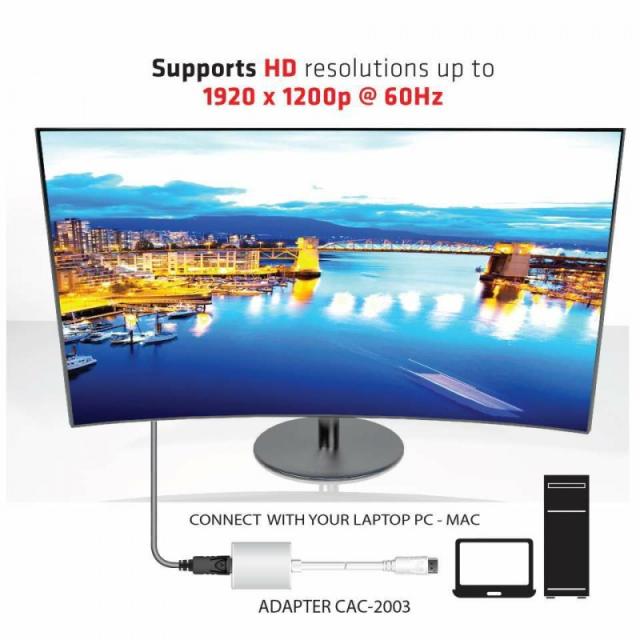 CLUB3D - Displayport a VGA Adaptador Activo