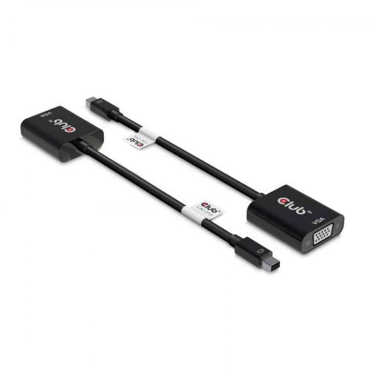 CLUB3D - CAC-2113 adaptador de cable de vídeo 0,228 m Mini Displayport VGA Negro