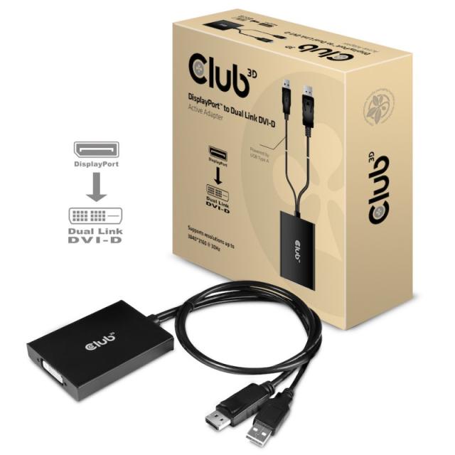 CLUB3D - cac-1010 Displayport/usb DVI-I Daul link Negro, Blanco