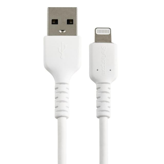 StarTech.com - Cable Resistente USB-A a Lightning de 15 cm Blanco - Cable de Sincronización y Carga USB Tipo A a Lightning con F