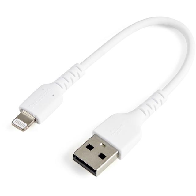 StarTech.com - Cable Resistente USB-A a Lightning de 15 cm Blanco - Cable de Sincronización y Carga USB Tipo A a Lightning con F