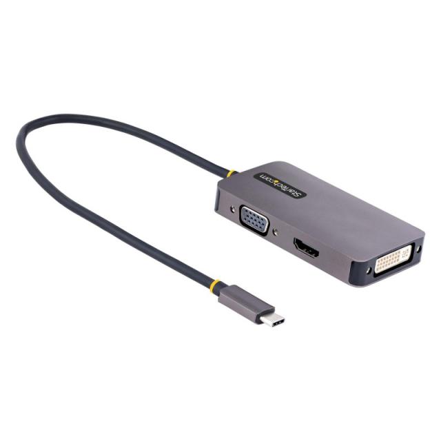 StarTech.com - Adaptador de Vídeo USB C, Adaptador USB Tipo C a HDMI VGA DVI hasta 4K 60Hz, Adaptador de Pantalla Multipuertos,