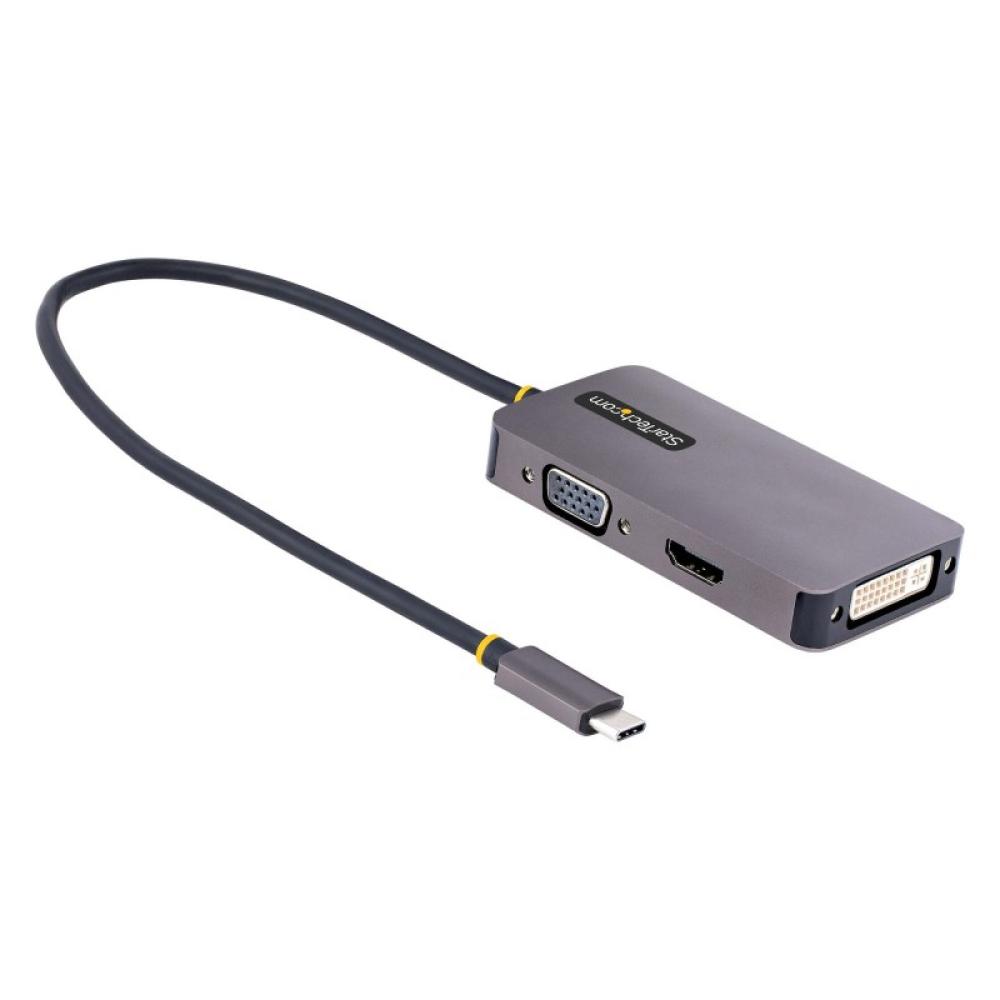 StarTech.com - Adaptador de Vídeo USB C, Adaptador USB Tipo C a HDMI VGA DVI hasta 4K 60Hz, Adaptador de Pantalla Multipuertos,