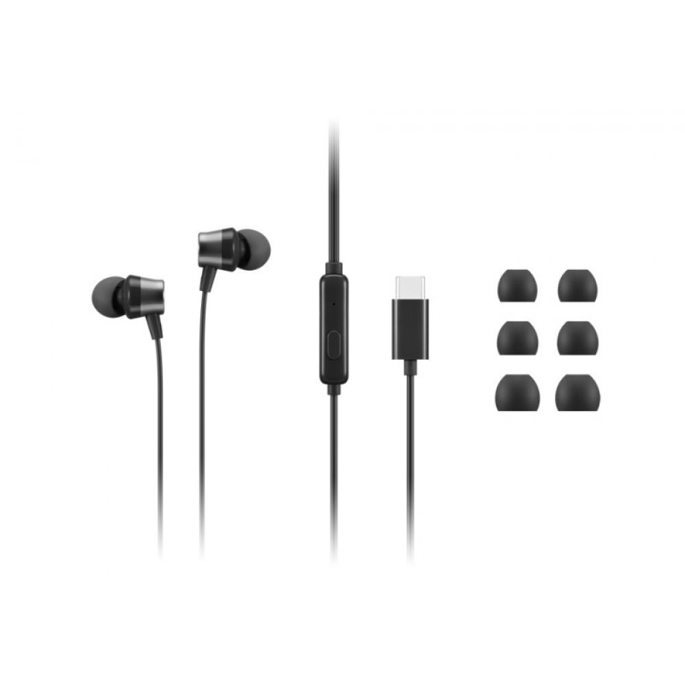 Lenovo - 4XD1J77351 auricular y casco Auriculares Alámbrico Dentro de oído Oficina/Centro de llamadas USB Tipo C Negro
