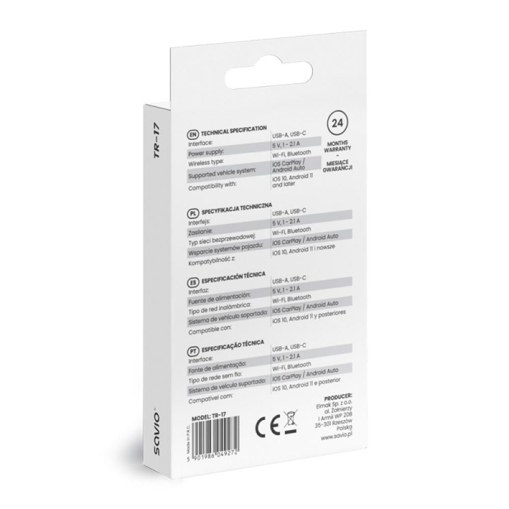 Savio - TR-17 transmisor de audio inalámbrico USB 10 m Negro