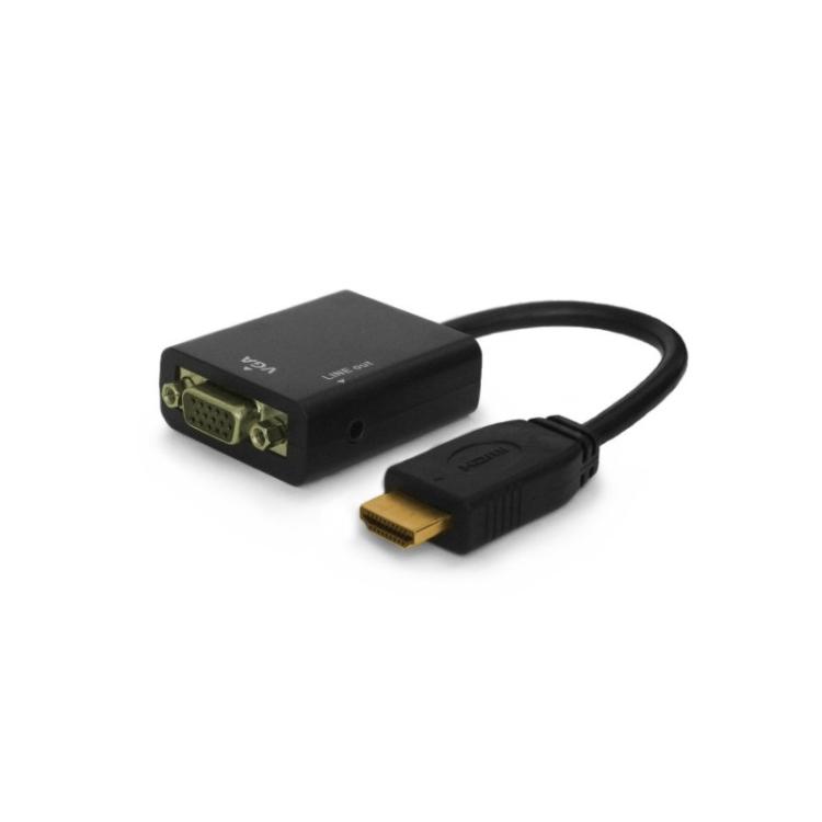 Savio - CL-23 adaptador de cable de vídeo 0,5 m VGA (D-Sub) HDMI tipo A (Estándar) Negro