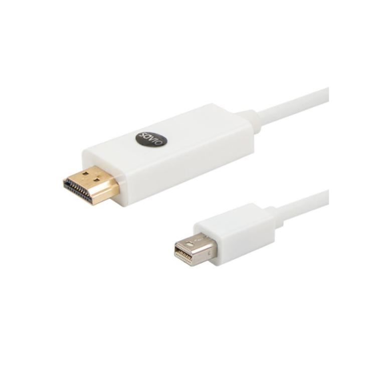 Savio - CL-83 adaptador de cable de vídeo 1,8 m Mini DisplayPort HDMI Blanco
