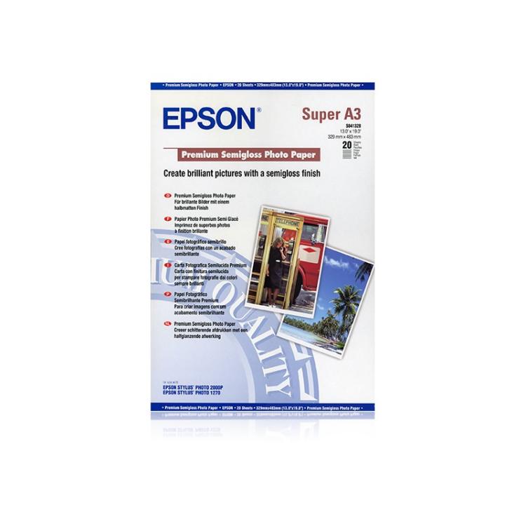 Epson - Premium Semigloss Photo Paper, DIN A3+, 250 g/m², 20 hojas