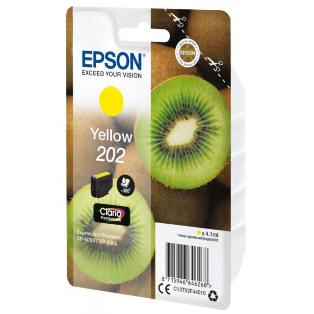 Epson - Kiwi Singlepack Yellow 202 Claria Premium Ink