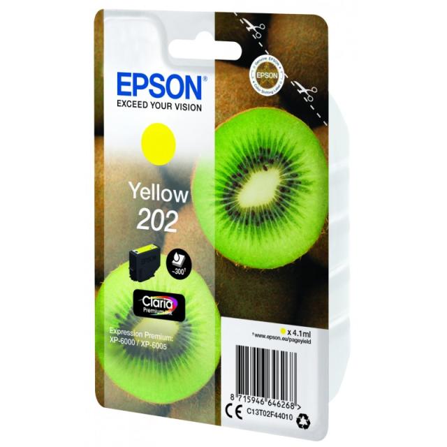 Epson - Kiwi Singlepack Yellow 202 Claria Premium Ink