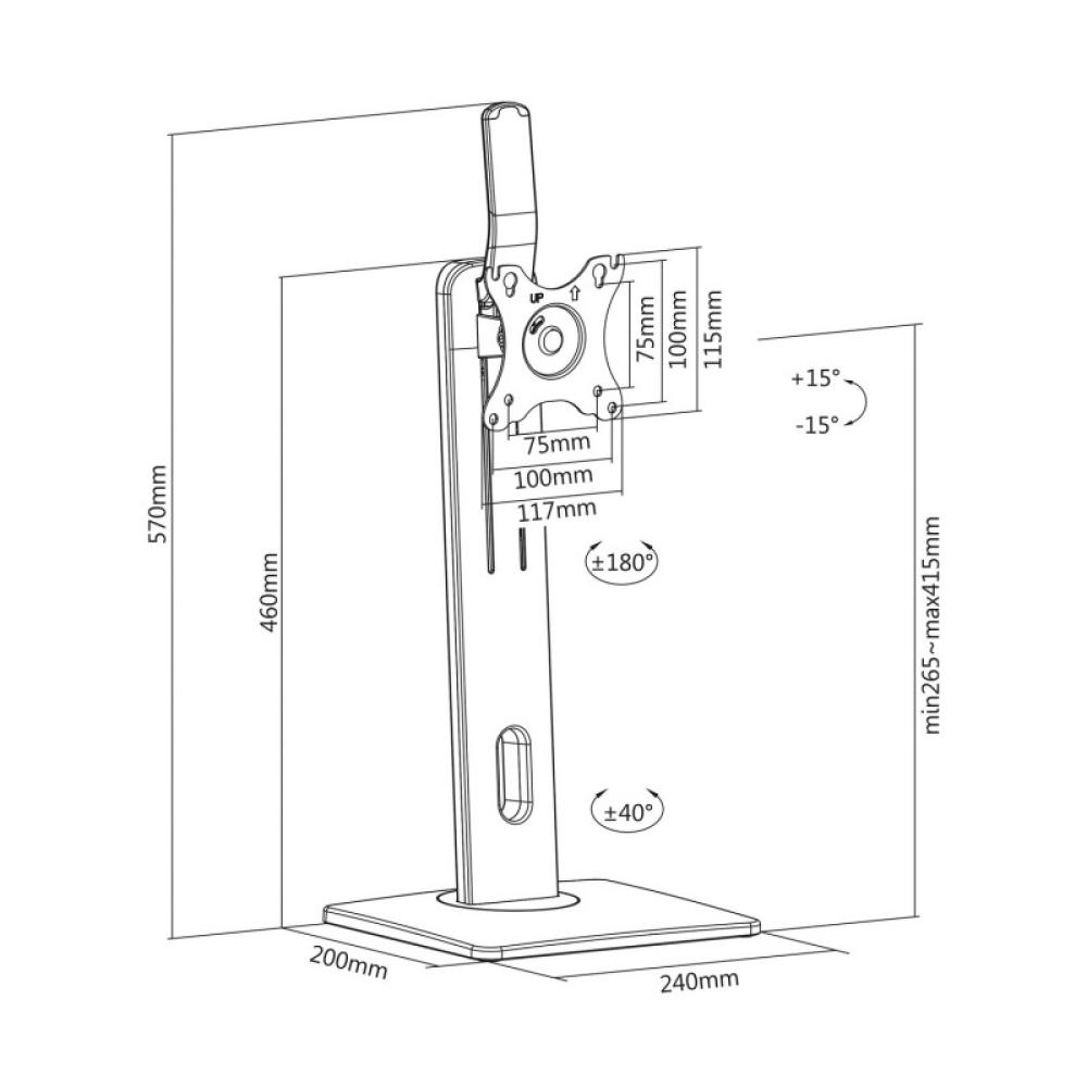 AISENS - Soporte De Mesa Pro Contrapeso Giratorio E Inclinable Para Monitor/TV 7kg De 17-32, Negro