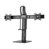 AISENS - Soporte De Mesa Pro Contrapeso Giratorio E Inclinable Para 2 Monitores 6kg De 17-27, Negro