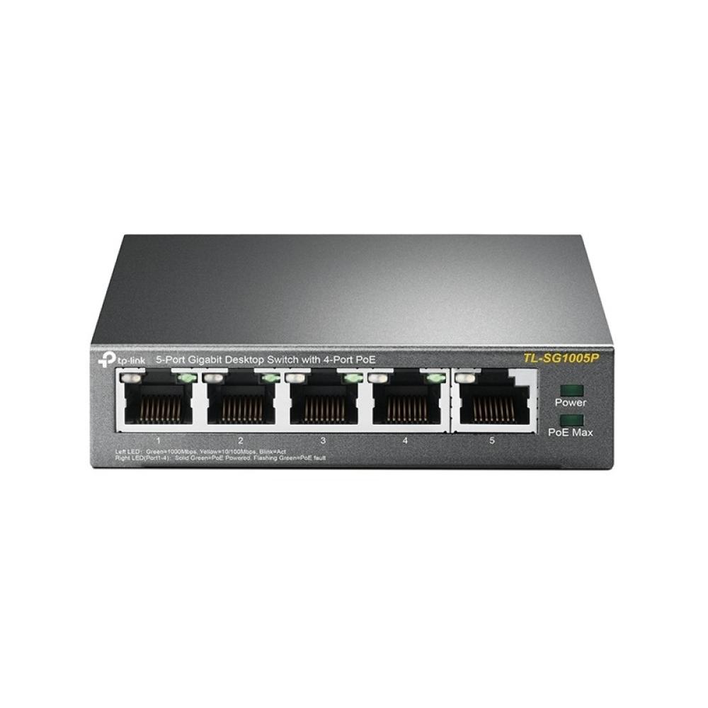 TP-Link - TL-SG1005P No administrado Gigabit Ethernet (10/100/1000) Energía sobre Ethernet (PoE) Negro