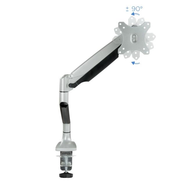 TooQ - Soporte de Mesa Giratorio e Inclinable para Pantalla (Monitor / TV Plasma / LCD / LED) 13” – 32”, de Un Brazo, Plata