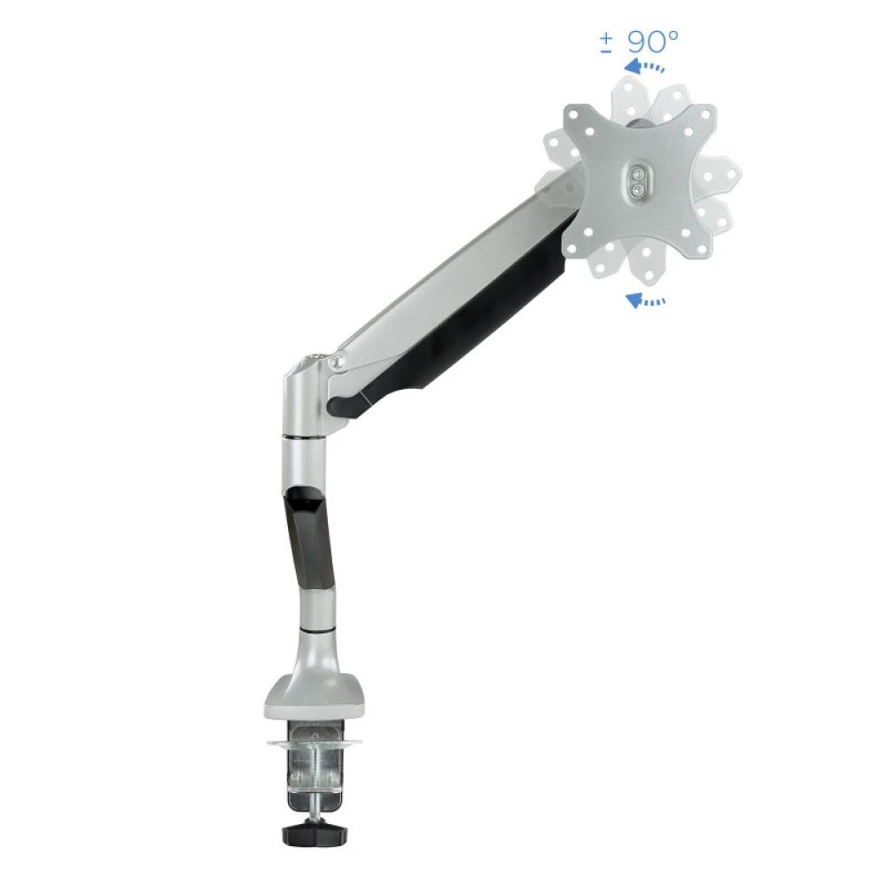 TooQ - Soporte de Mesa Giratorio e Inclinable para Pantalla (Monitor / TV Plasma / LCD / LED) 13” – 32”, de Un Brazo, Plata