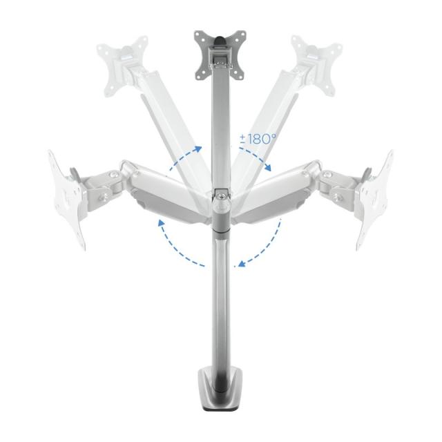 TooQ - Soporte de Mesa Giratorio e Inclinable para Pantalla (Monitor / TV Plasma / LCD / LED) 13” – 32”, de Un Brazo, Plata