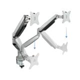 TooQ - Soporte de Mesa Giratorio e Inclinable para 2 Pantallas (Monitor / TV Plasma / LCD / LED) 13” – 32”, de Dos Brazos, Plata