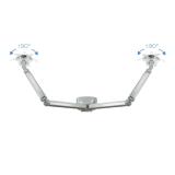 TooQ - Soporte de Mesa Giratorio e Inclinable para 2 Pantallas (Monitor / TV Plasma / LCD / LED) 13” – 32”, de Dos Brazos, Plata