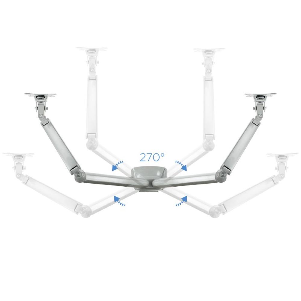 TooQ - Soporte de Mesa Giratorio e Inclinable para 2 Pantallas (Monitor / TV Plasma / LCD / LED) 13” – 32”, de Dos Brazos, Plata