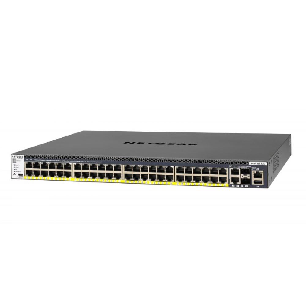 NETGEAR - M4300-52G-PoE+ 1000W PSU Gestionado L2/L3/L4 Gigabit Ethernet (10/100/1000) Energía sobre Ethernet (PoE) 1U Negro
