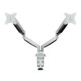 TooQ - Soporte de Mesa Giratorio e Inclinable para 2 Pantallas (Monitor / TV Plasma / LCD / LED) 13” – 32”, de Dos Brazos, Plata