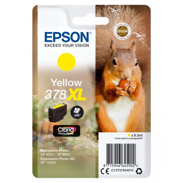 Epson - Squirrel Singlepack Yellow 378XL Claria Photo HD Ink - C13T37944010