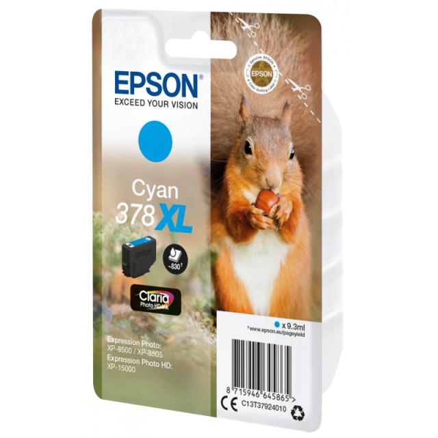 Epson - Squirrel Singlepack Cyan 378XL Claria Photo HD Ink