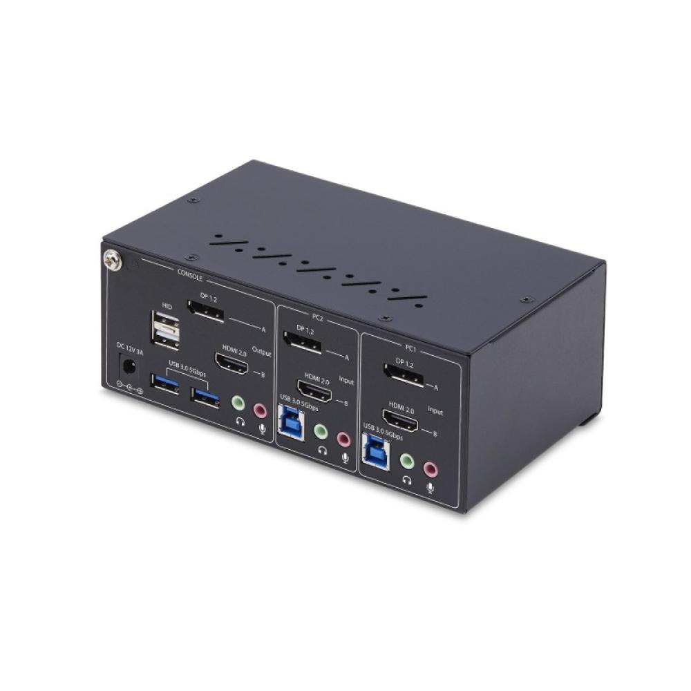 StarTech.com - Switch KVM de 2 Puertos DisplayPort HDMI - Conmutador KVM de Dos Monitores - Hub Ladrón USB 2 Puertos 5Gbps - 2 P
