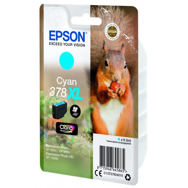 Epson - Squirrel Singlepack Cyan 378XL Claria Photo HD Ink