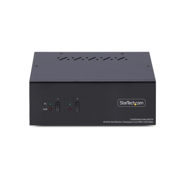 StarTech.com - Switch KVM de 2 Puertos DisplayPort HDMI - Conmutador KVM de Dos Monitores - Hub Ladrón USB 2 Puertos 5Gbps - 2 P
