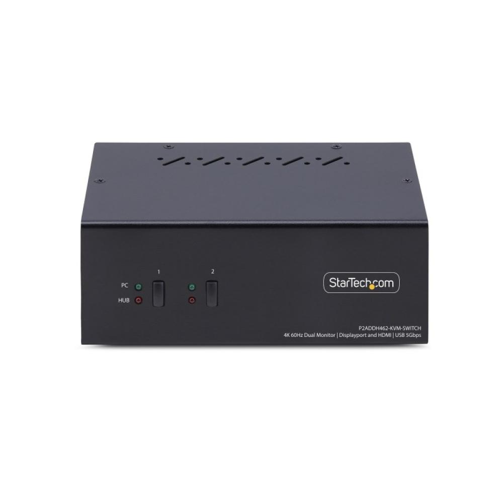StarTech.com - Switch KVM de 2 Puertos DisplayPort HDMI - Conmutador KVM de Dos Monitores - Hub Ladrón USB 2 Puertos 5Gbps - 2 P