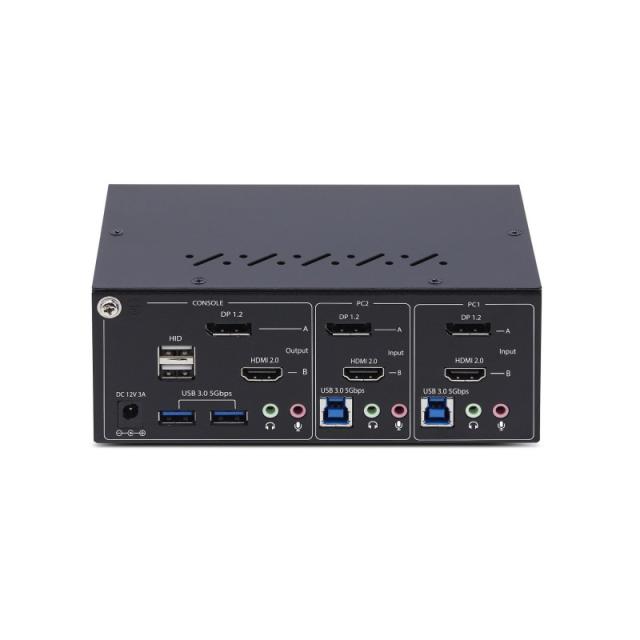 StarTech.com - Switch KVM de 2 Puertos DisplayPort HDMI - Conmutador KVM de Dos Monitores - Hub Ladrón USB 2 Puertos 5Gbps - 2 P
