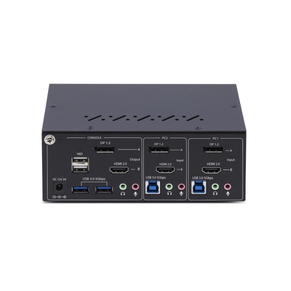 StarTech.com - Switch KVM de 2 Puertos DisplayPort HDMI - Conmutador KVM de Dos Monitores - Hub Ladrón USB 2 Puertos 5Gbps - 2 P