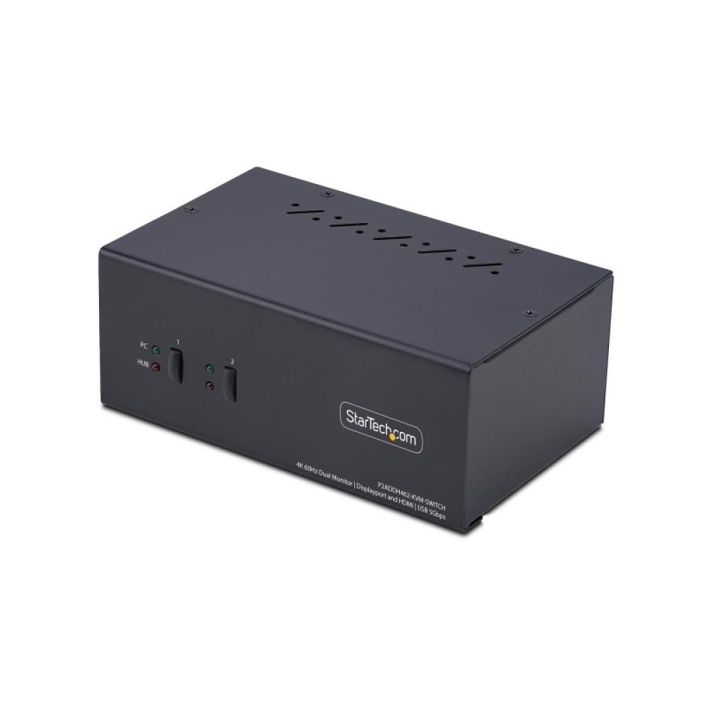 StarTech.com - Switch KVM de 2 Puertos DisplayPort HDMI - Conmutador KVM de Dos Monitores - Hub Ladrón USB 2 Puertos 5Gbps - 2 P