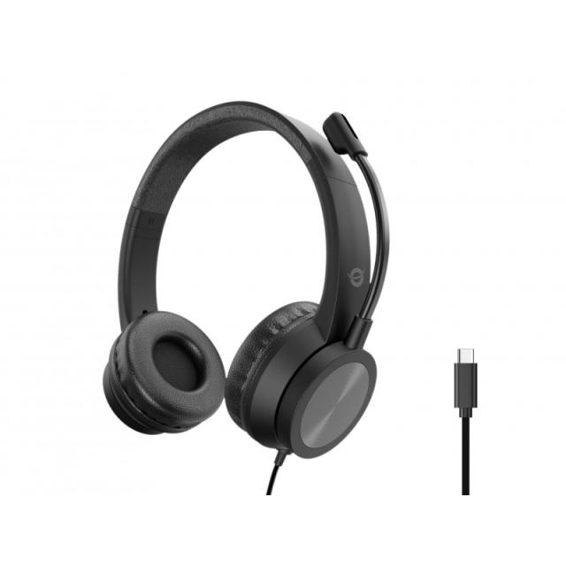 Conceptronic - POLONA05BC auricular y casco Auriculares Alámbrico Diadema Llamadas/Música USB Tipo C Negro