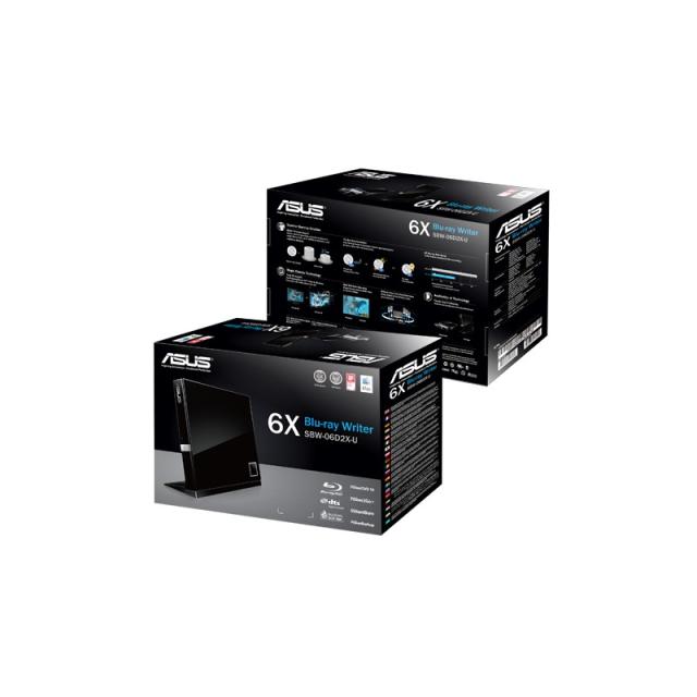 ASUS - SBW-06D2X-U Blu-Ray DVD Combo Negro unidad de disco óptico