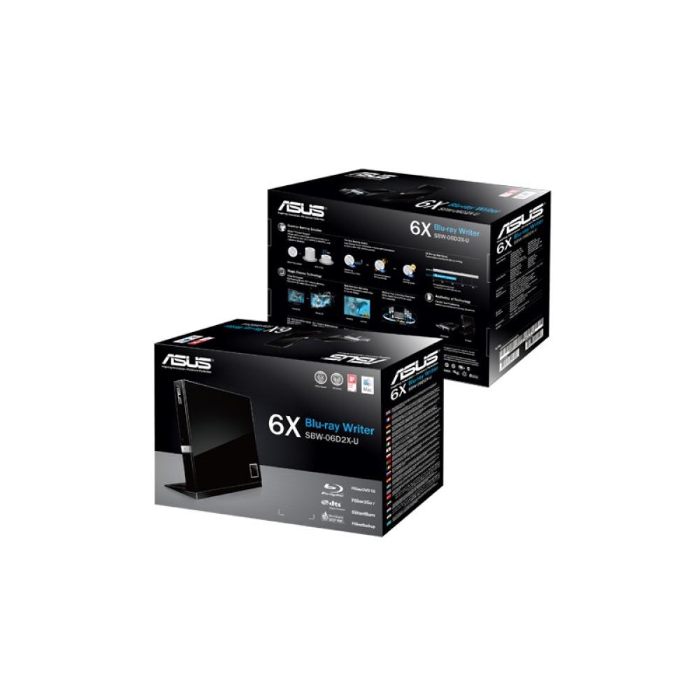 ASUS - SBW-06D2X-U Blu-Ray DVD Combo Negro unidad de disco óptico